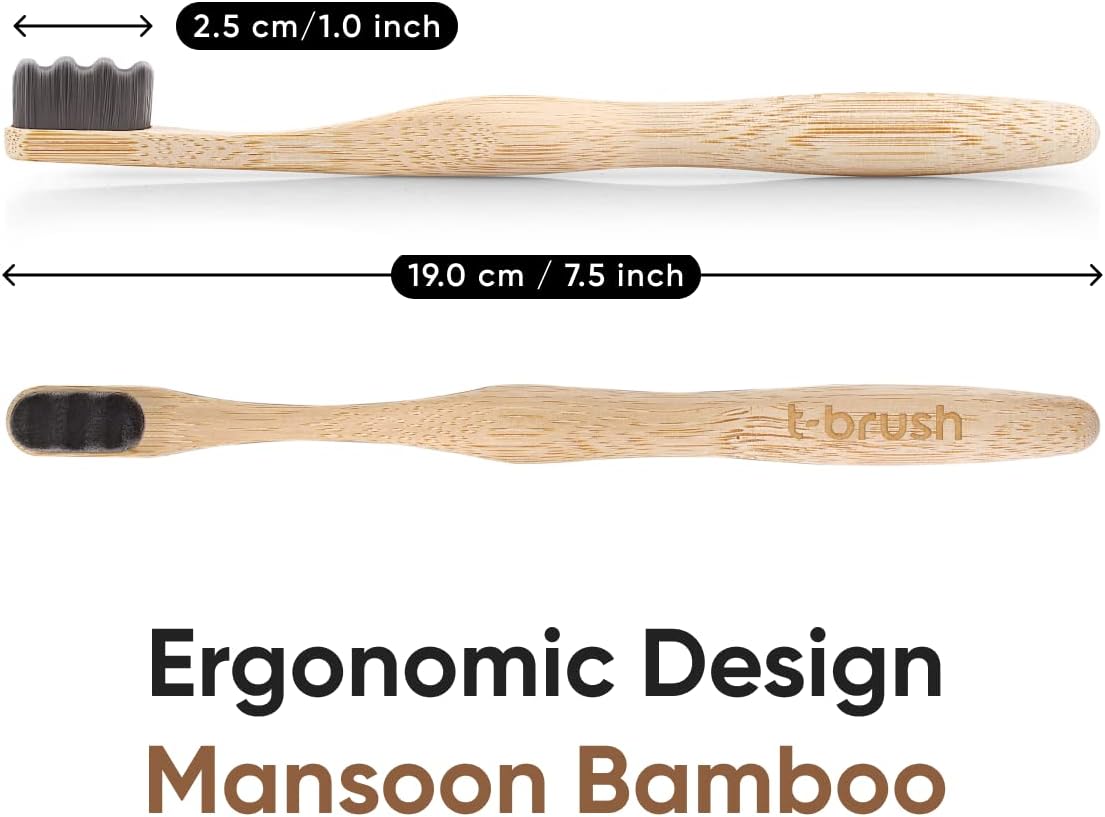 T-brush Adult Nano Bamboo Toothbrush (dark gray) - Ulrta Soft