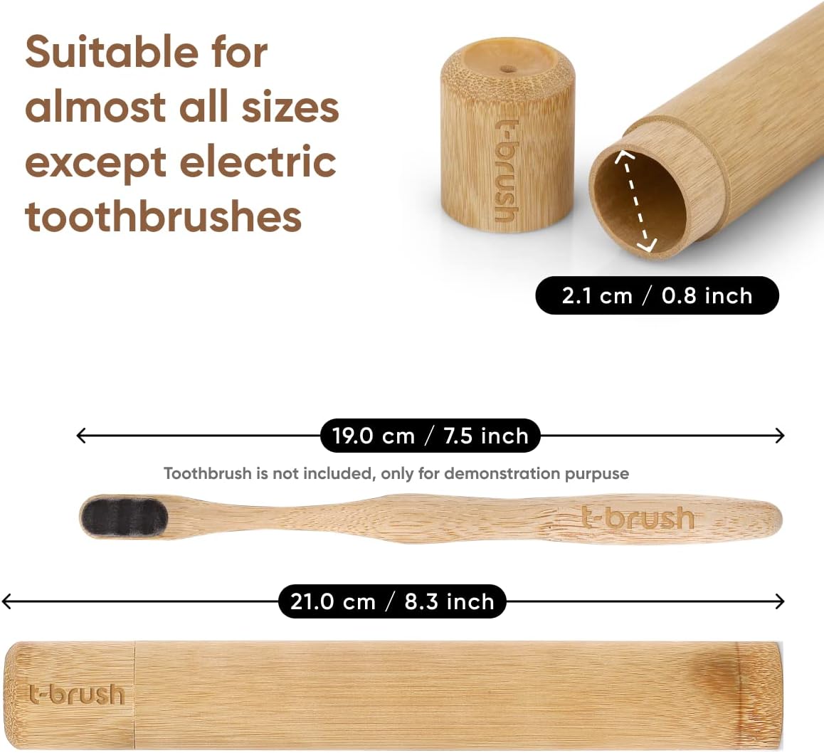 T-brush Bamboo Toothbrush Storage Container