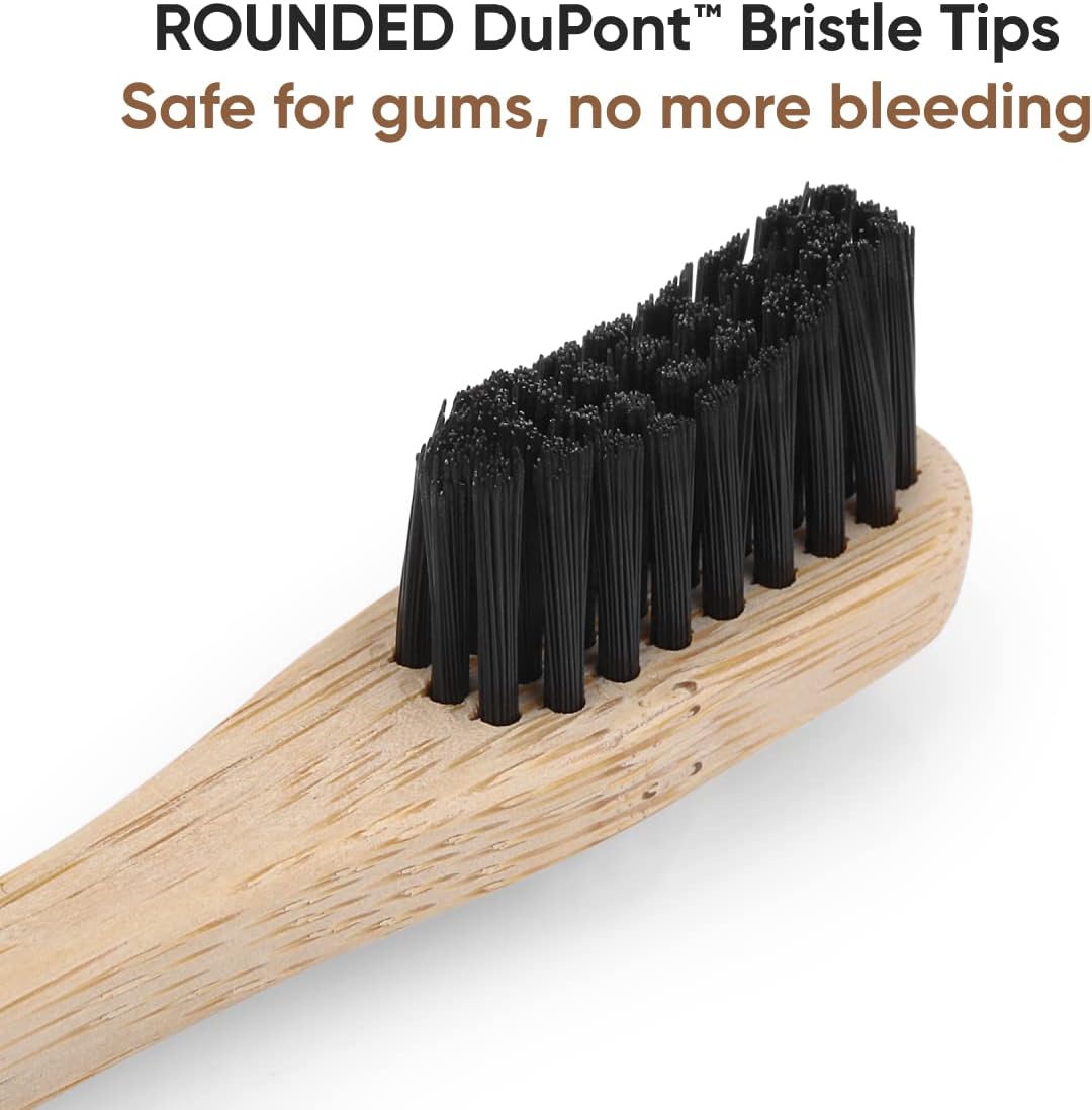 T-brush Adult Bamboo Toothbrush (black) - Medium hard