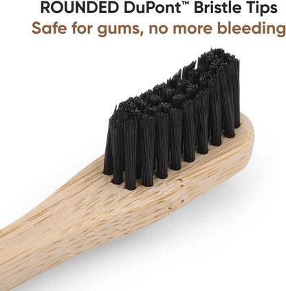 T-brush Adult Bamboo Toothbrush (black) - Medium hard