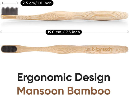 T-brush Adult Nano Bamboo Toothbrush (dark gray) - Ulrta Soft