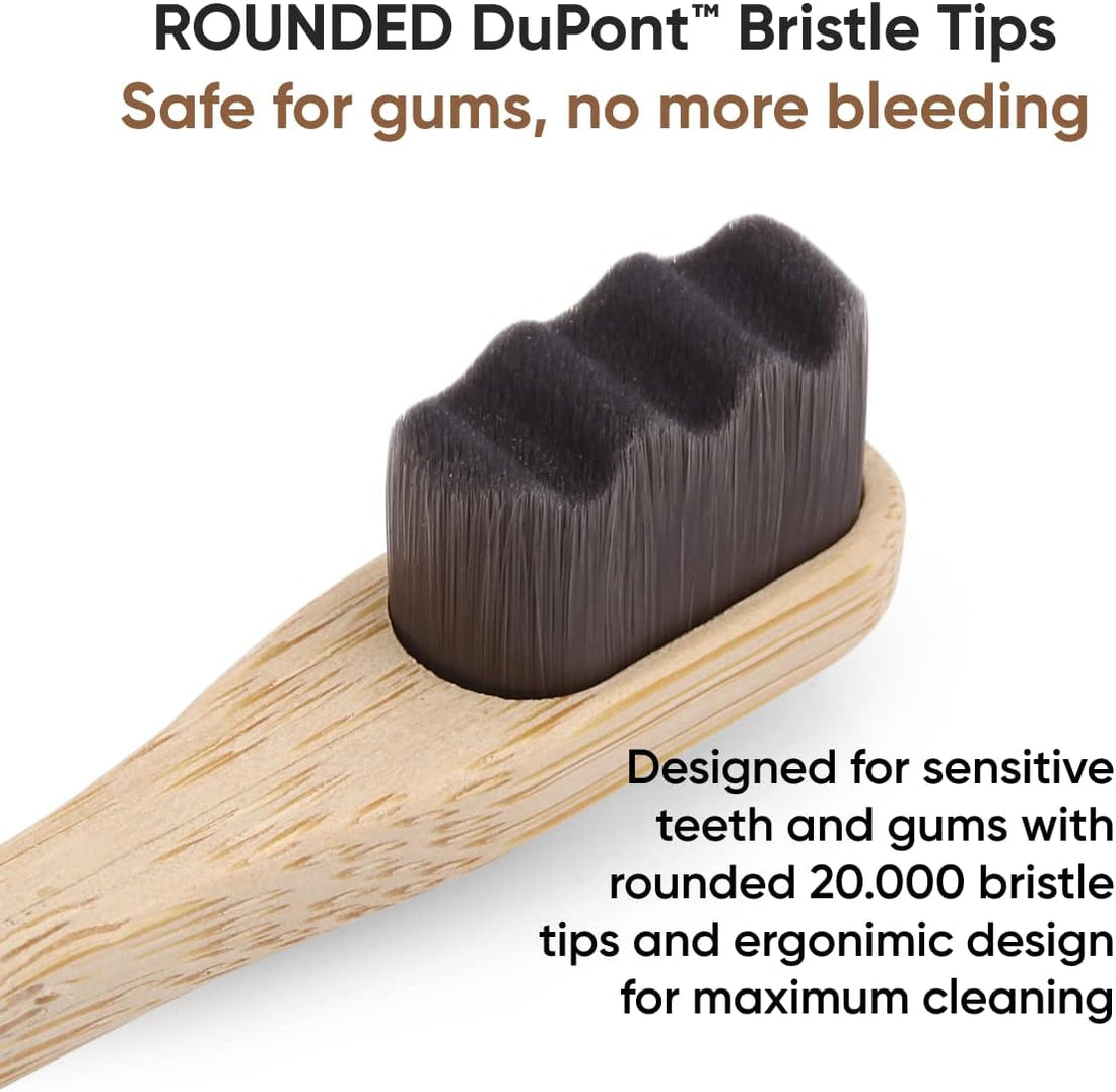T-brush Adult Nano Bamboo Toothbrush (dark gray) - Ulrta Soft