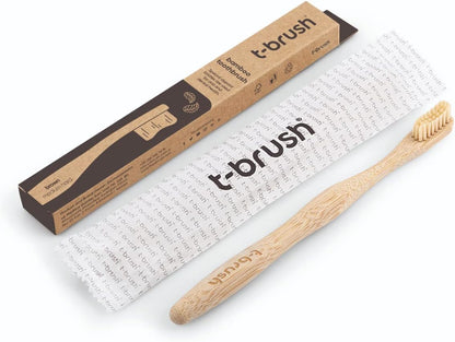 T-brush Adult Bamboo Toothbrush (beige) - Medium hard