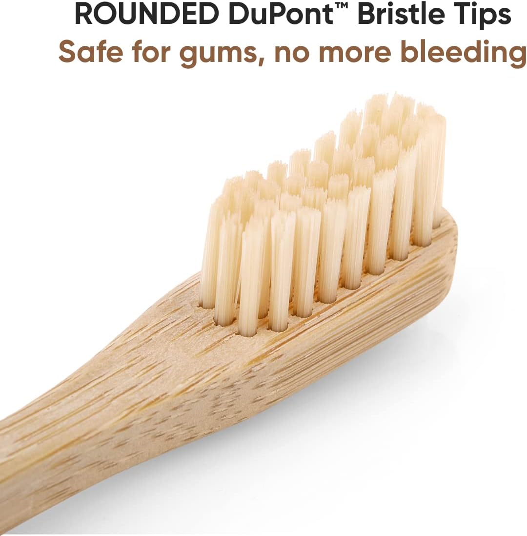 T-brush Adult Bamboo Toothbrush (beige) - Medium hard