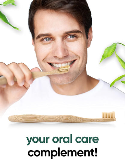 T-brush Adult Bamboo Toothbrush (beige) - Medium hard