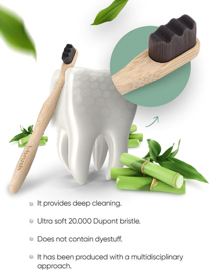 T-brush Adult Nano Bamboo Toothbrush (dark gray) - Ulrta Soft