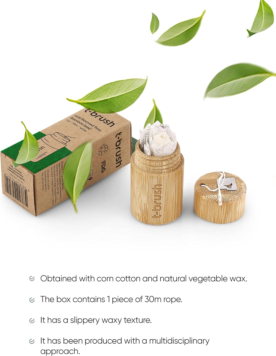 T-brush Mint Dental Floss Bamboo Box - 30m
