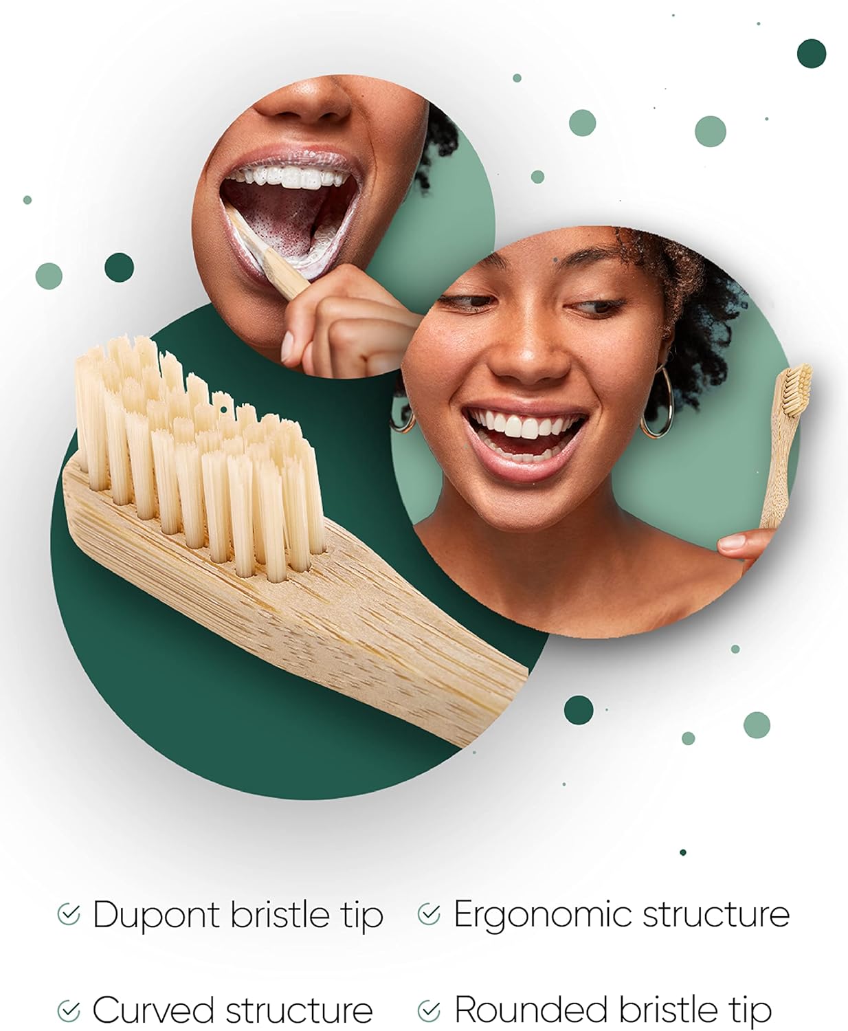 T-brush Adult Bamboo Toothbrush (beige) - Medium hard