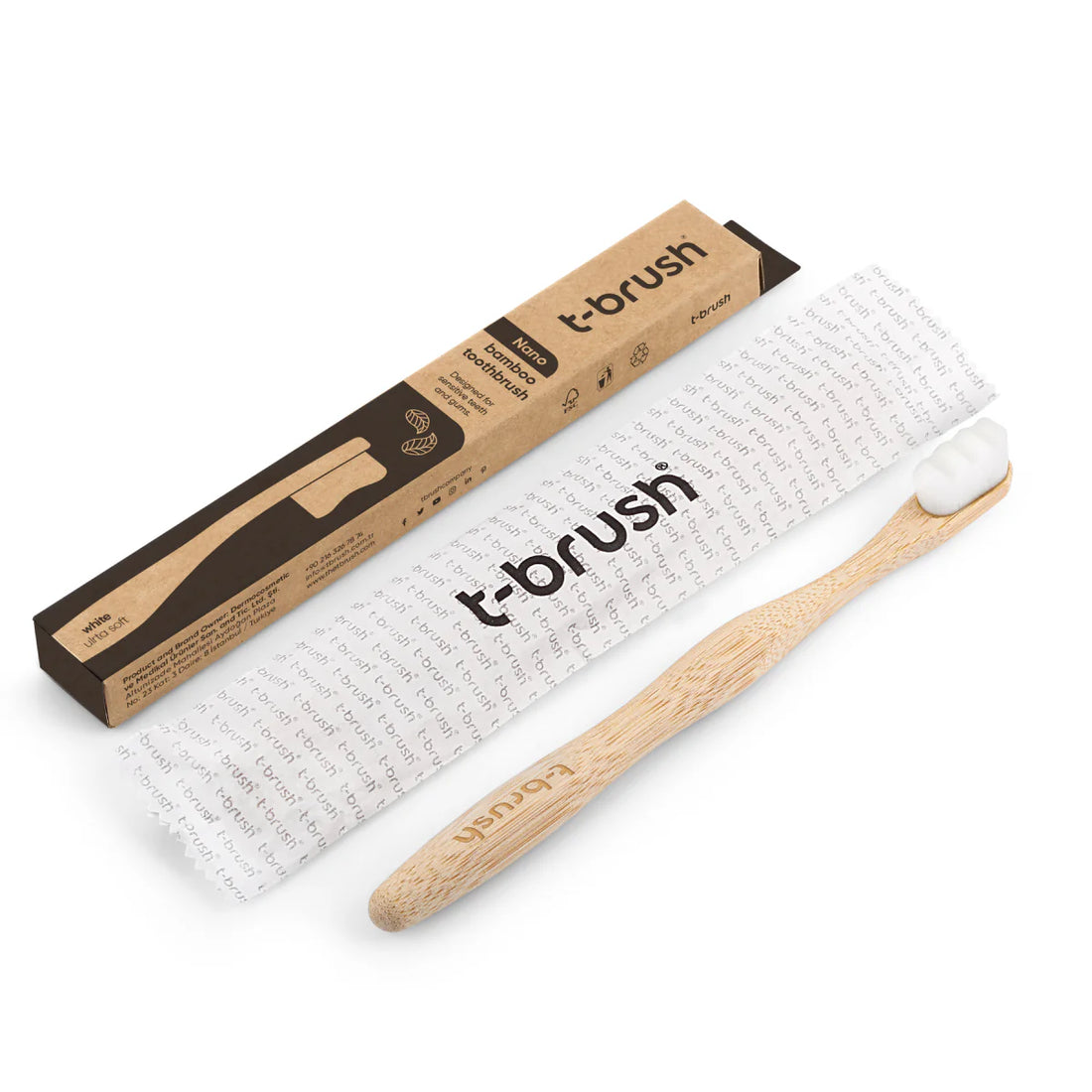 T-brush Adult Nano Bamboo Toothbrush (white) - Ulrta Soft