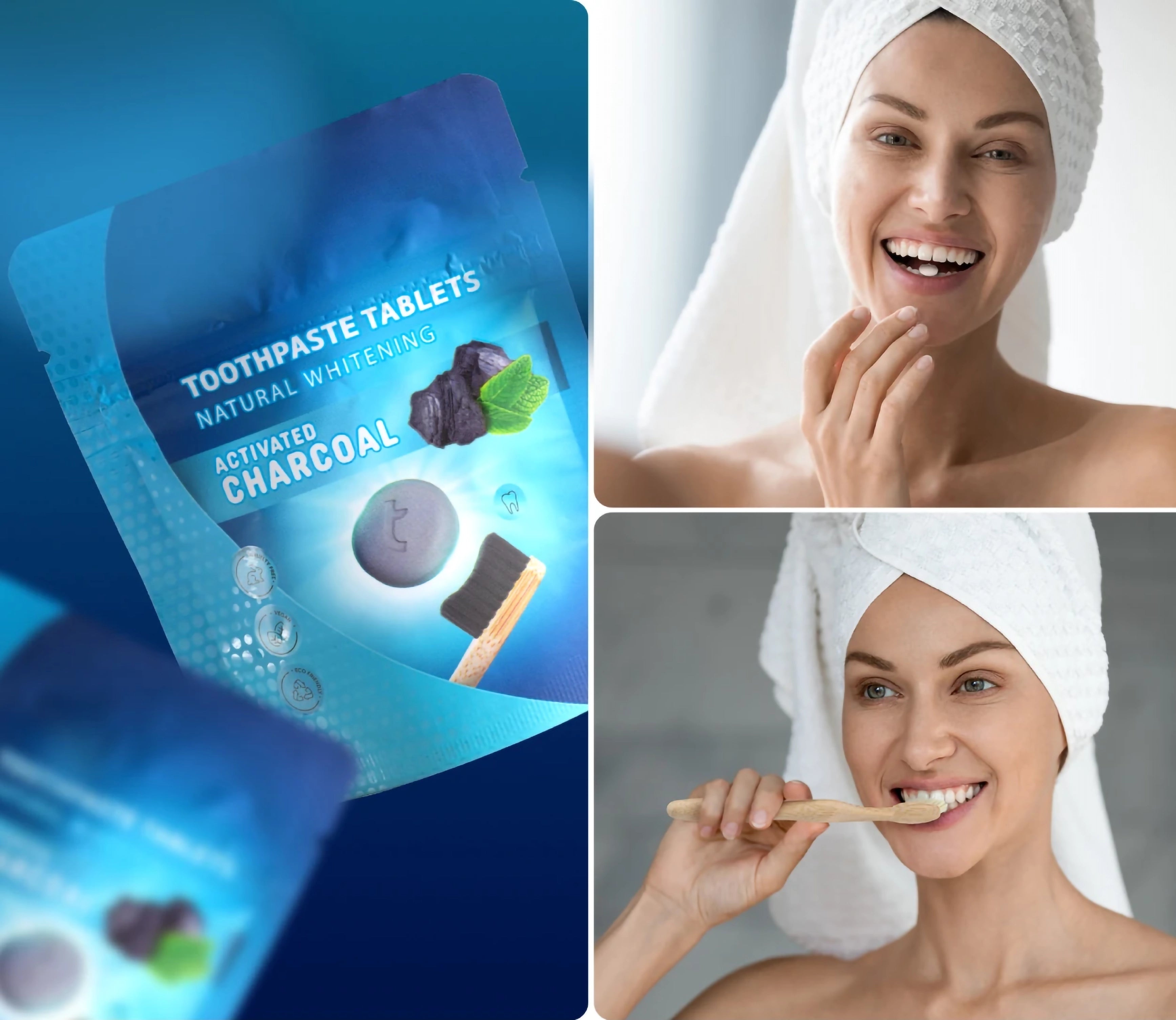 T-Brush Activated Charcoal Toothpaste Tablets ( Standing Pouch)