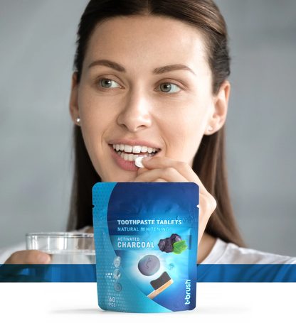 T-Brush Activated Charcoal Toothpaste Tablets ( Standing Pouch)