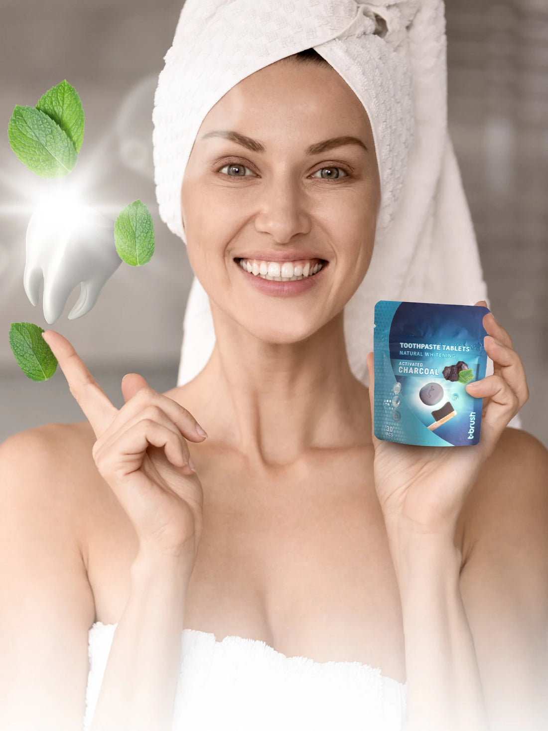T-Brush Activated Charcoal Toothpaste Tablets ( Standing Pouch)