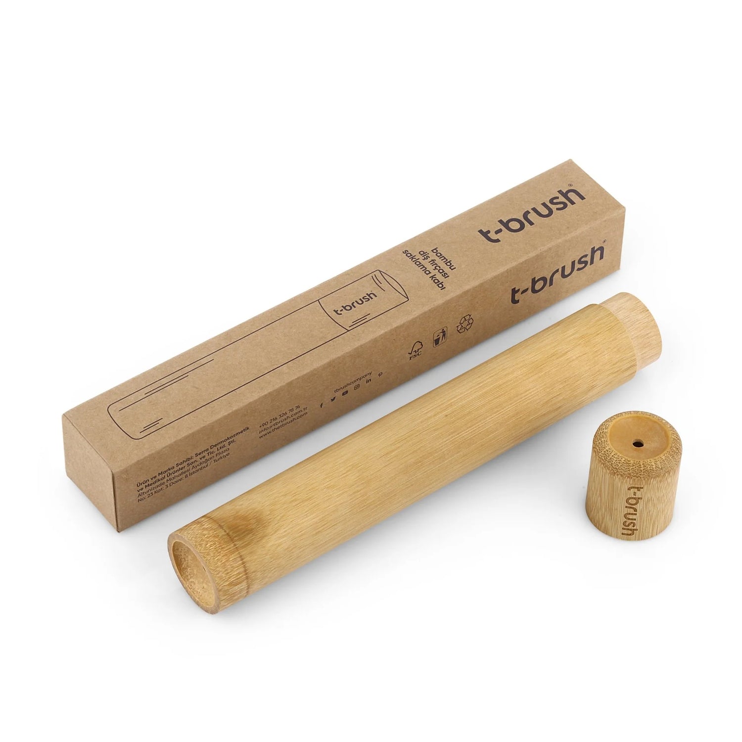T-brush Bamboo Toothbrush Storage Container