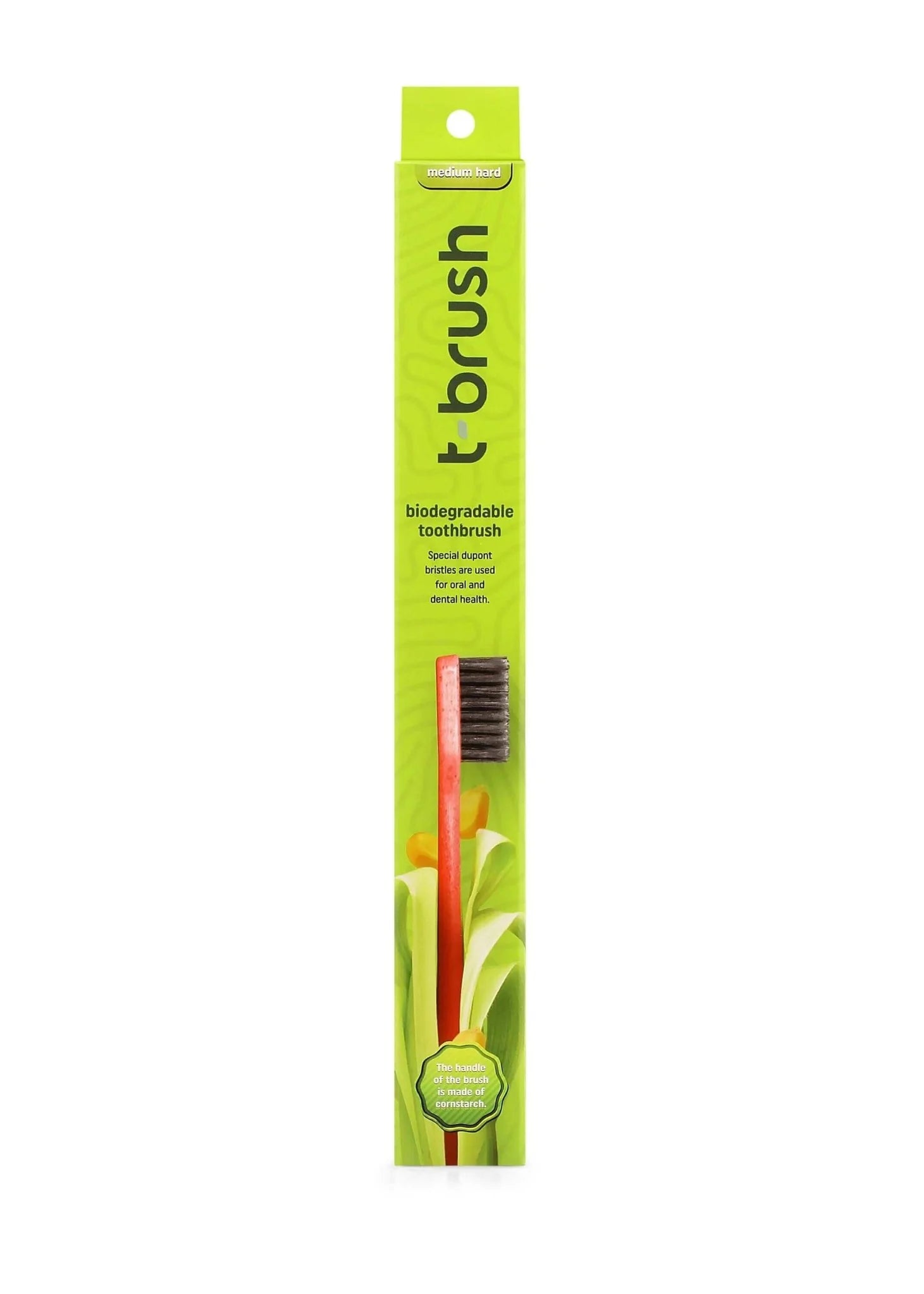 T-brush Biodegradable Toothbrush (Red) - Medium hard