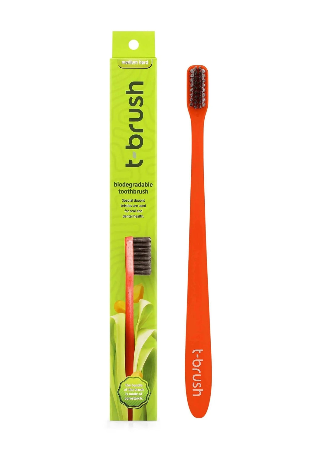 T-brush Biodegradable Toothbrush (Red) - Medium hard