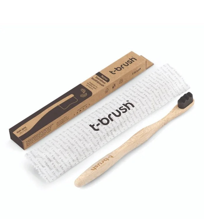 T-brush Adult Nano Bamboo Toothbrush (dark gray) - Ulrta Soft