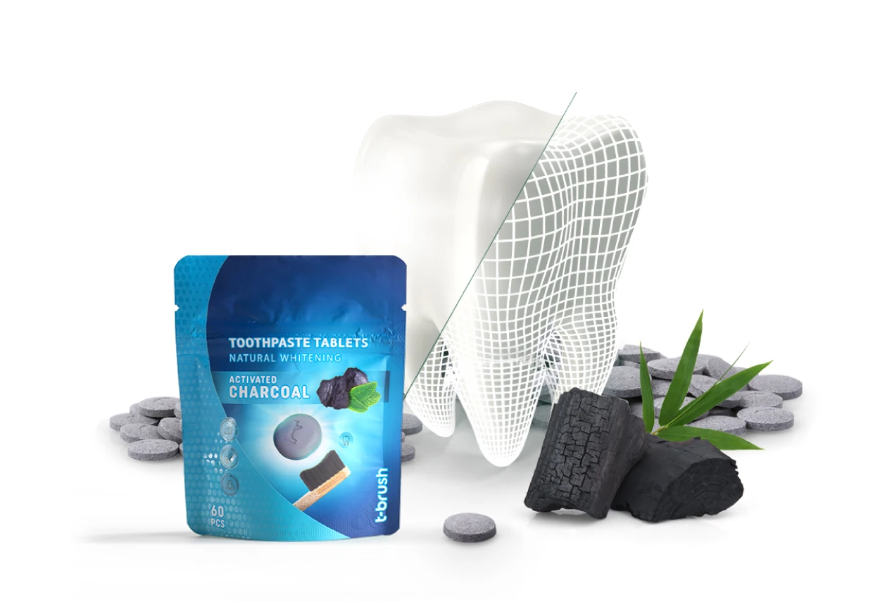 T-Brush Activated Charcoal Toothpaste Tablets ( Standing Pouch)